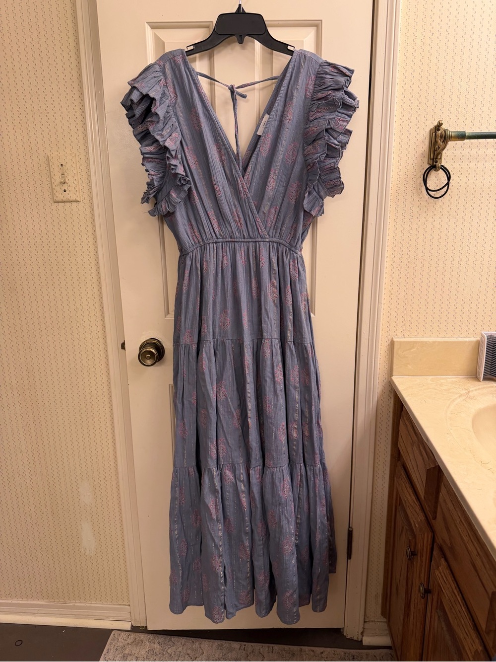 A loves A - Blue Ruffle Sleeve Maxi Dress